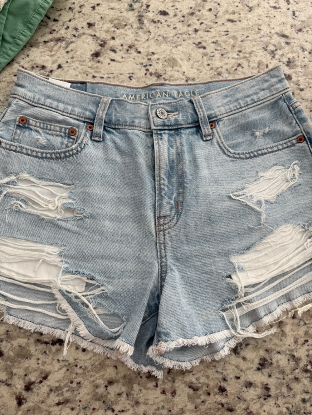 American Eagle Outfitters Light Blue Distressed Jean Shorts
